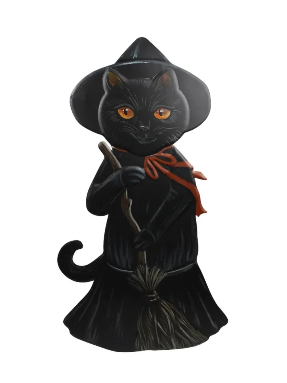 NWT- 23” Black Cat Witch Halloween Metal Easel Stand Porch Sign Decoration